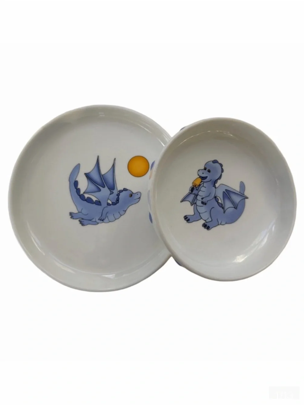 IKEA Smaskig Vintage 1999 Flying Dragon Plate & Bowl Set Porcelain 16558 Footed